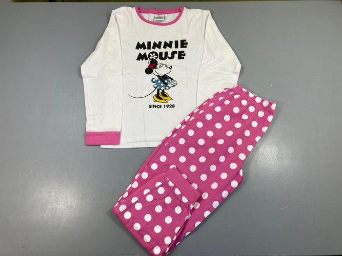 Pyjama 2pcs jersey blanc-rose Minnie Mousse, moins cher chez Petit Kiwi