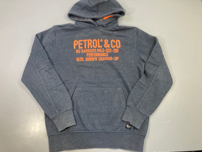Sweat capuche gris chiné Petrol & Co orange, bouloché, moins cher chez Petit Kiwi