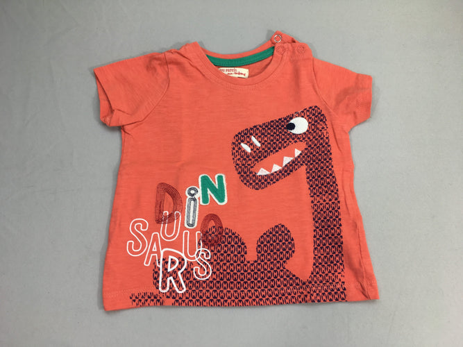 T-shirt m.c orange dinosaure, moins cher chez Petit Kiwi