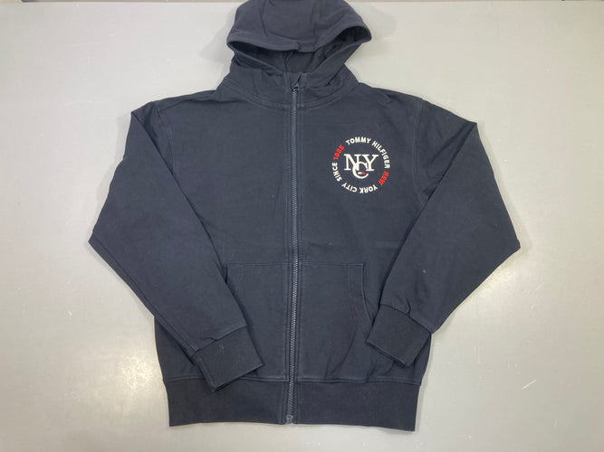 Sweat capuche zippé bleu marine NYC, moins cher chez Petit Kiwi