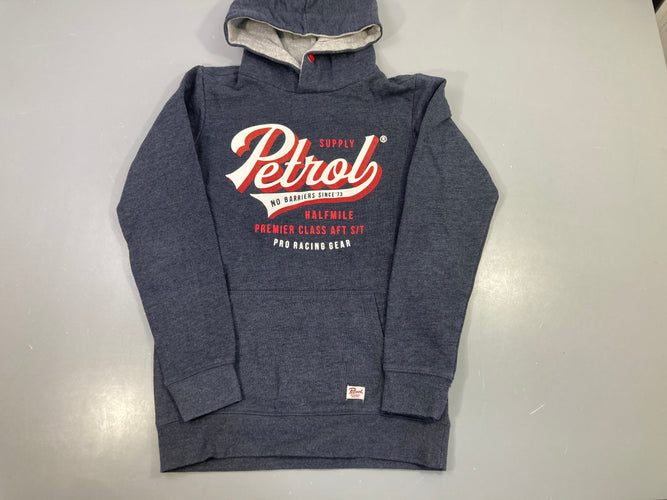 Sweat capuche bleu marine chiné Petrol Supply, moins cher chez Petit Kiwi