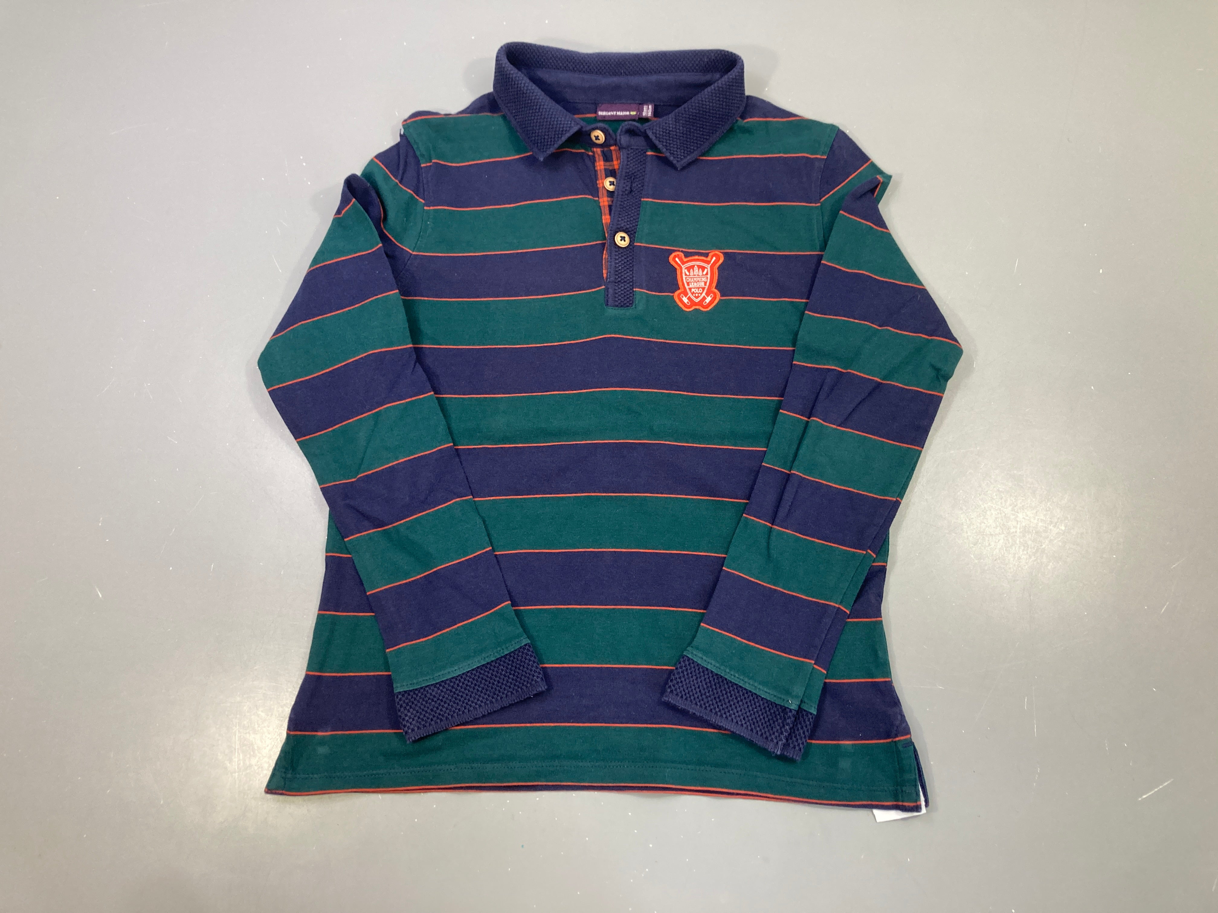 Polo m.l bleu marine vert rayé Champions League
