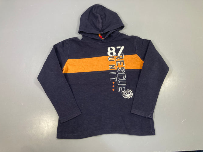 T-shirt m.l capuche bleu marine bande orange 87 Rescue Unit tigre, moins cher chez Petit Kiwi