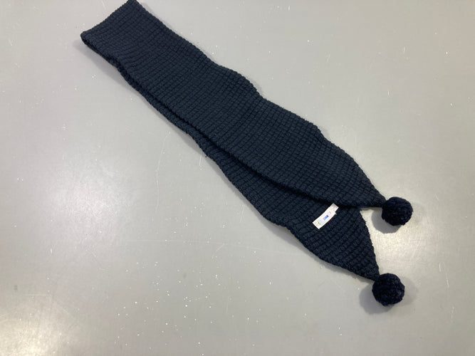 Écharpe bleu marine pompons, moins cher chez Petit Kiwi
