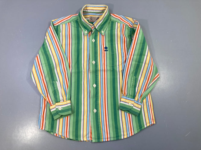 Chemise m.l rayée vert orange bleu jaune, moins cher chez Petit Kiwi