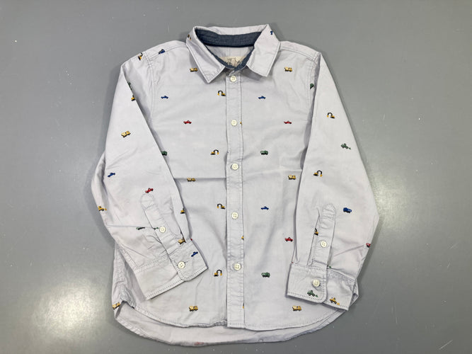 Chemise m.l grise camions chantier, moins cher chez Petit Kiwi