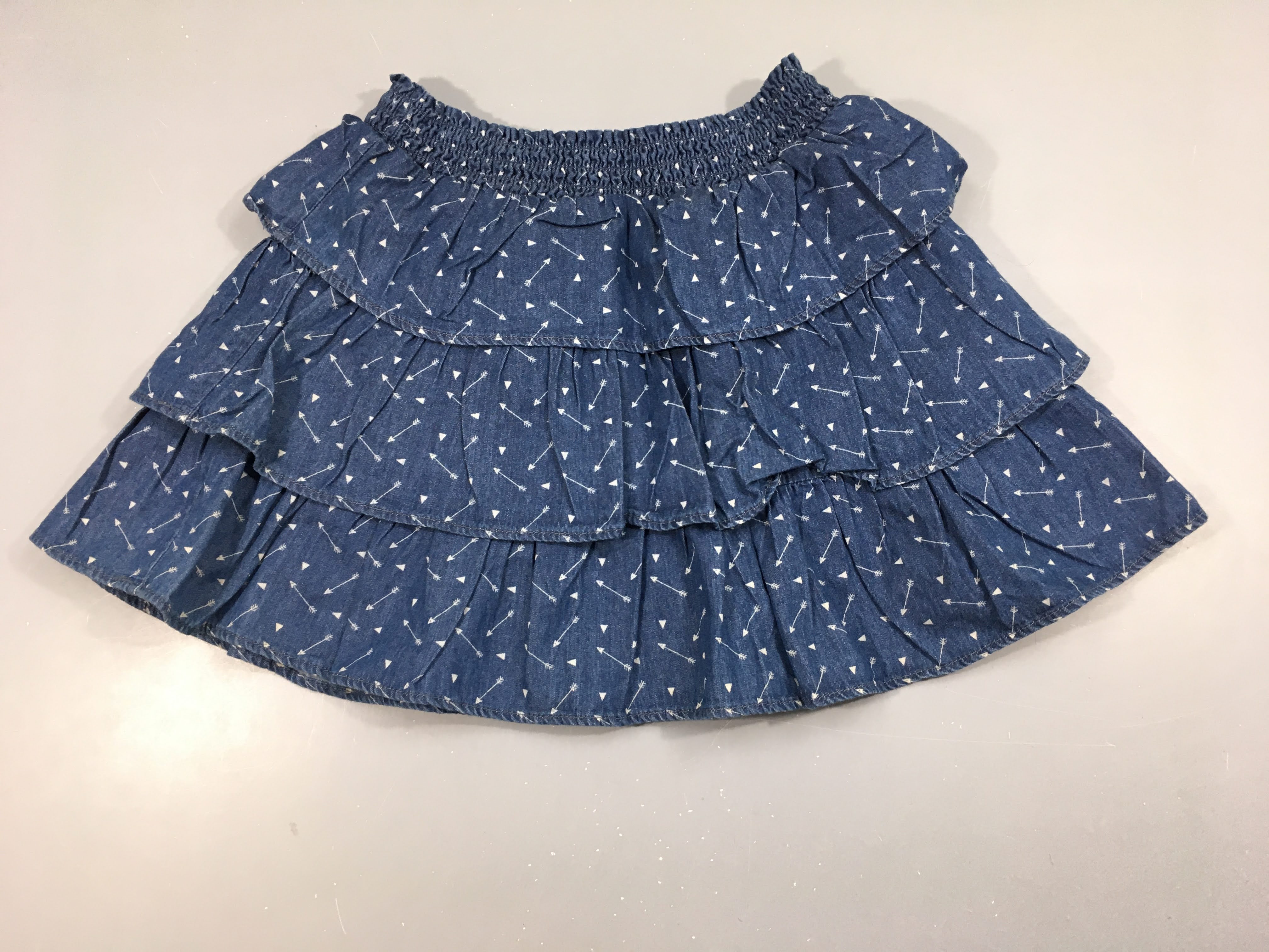 Jupe volants denim flèches taille élastique