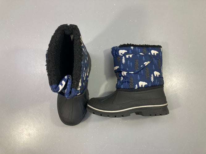 Bottes de neige bleu marine ours polaires sapins, moins cher chez Petit Kiwi