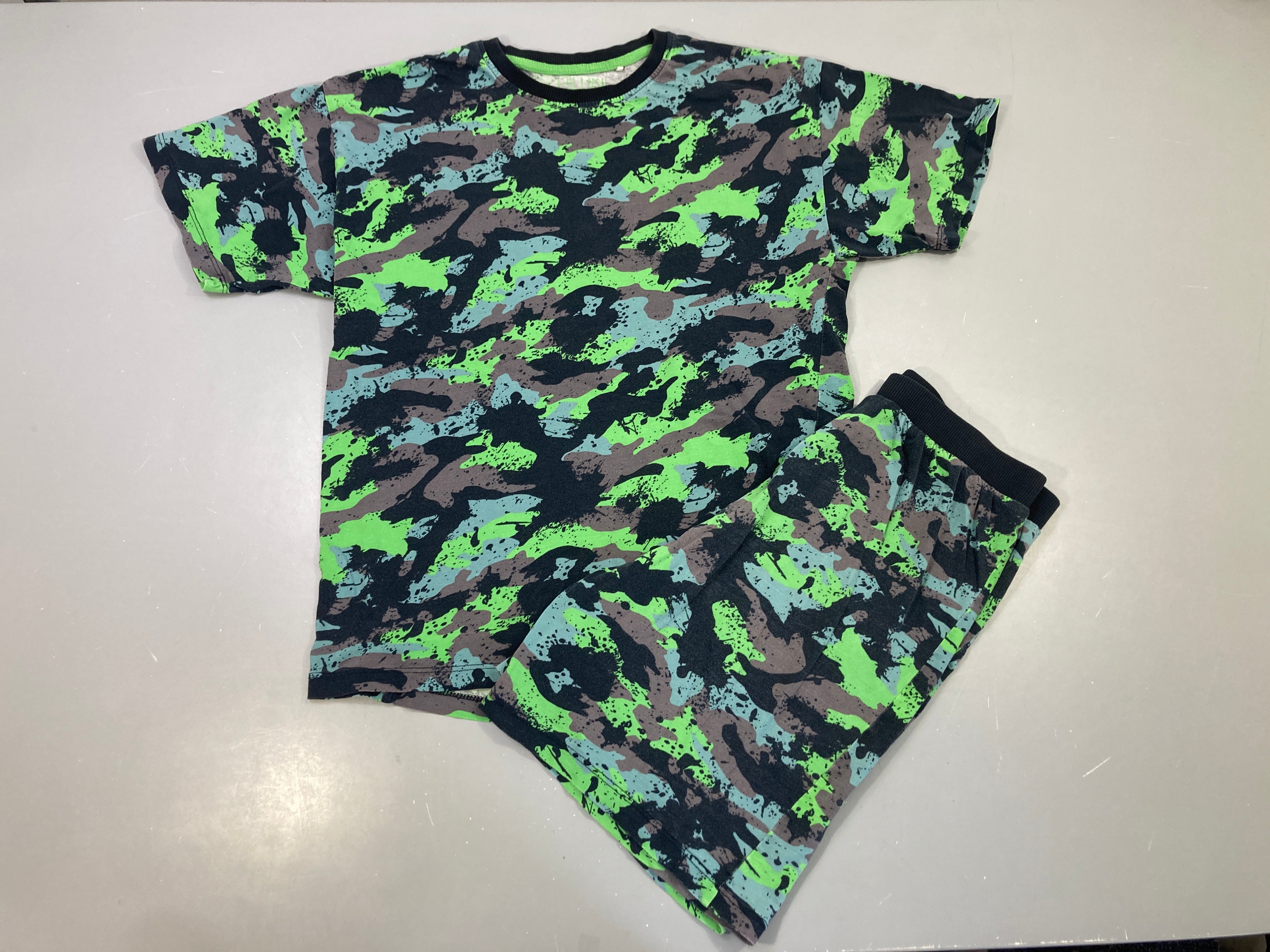 Pyjashort 2pcs jersey camouflage vert gris noir