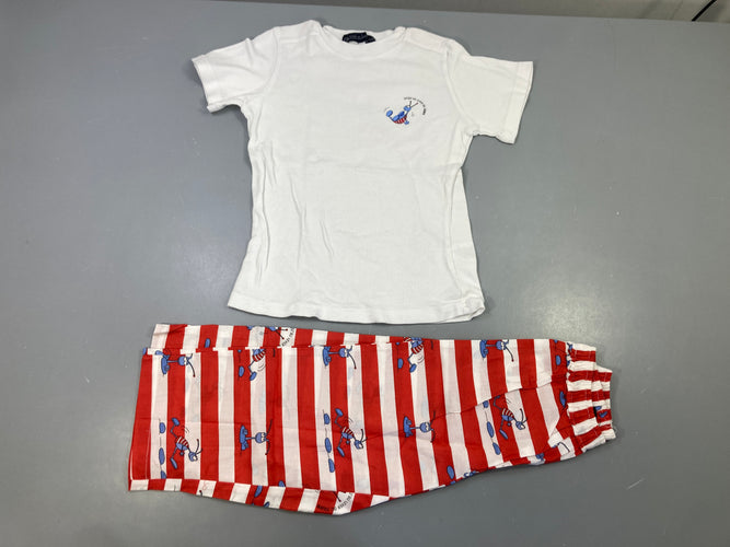 Pyjama 2pcs coton blanc rouge rayé fourmi, moins cher chez Petit Kiwi