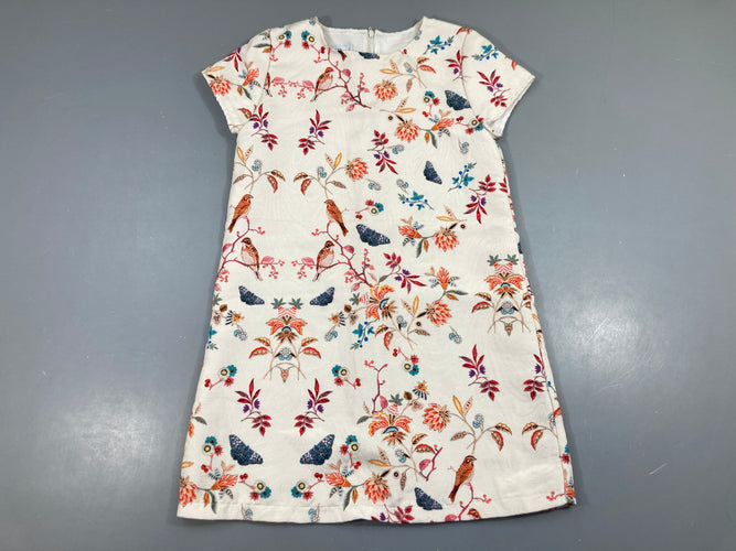 Robe m.c écru texturé fleuri Légèrement bouloché, moins cher chez Petit Kiwi