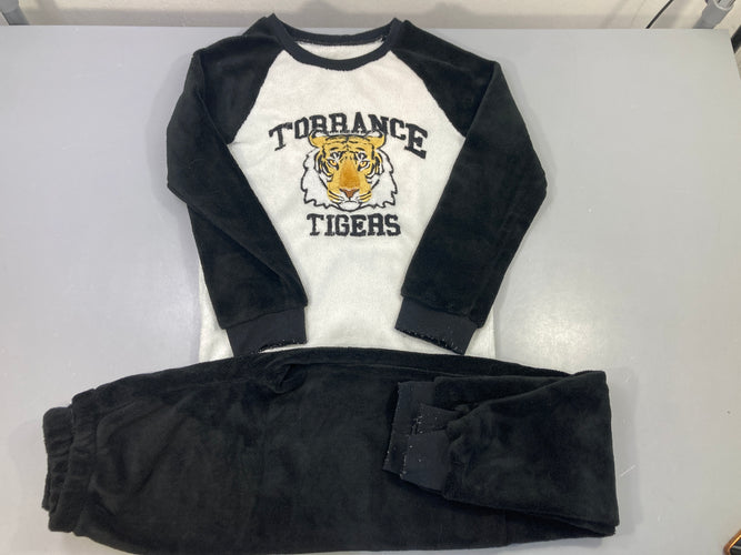 Pyjama 2pcs duveteux blanc noir tigre brodé - bouloché, moins cher chez Petit Kiwi
