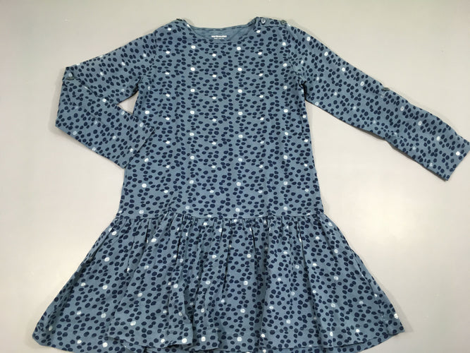 Robe m.l jersey bleue pois, moins cher chez Petit Kiwi