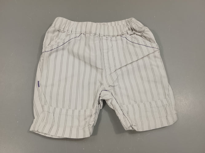 Short blanc  ligné gris, moins cher chez Petit Kiwi
