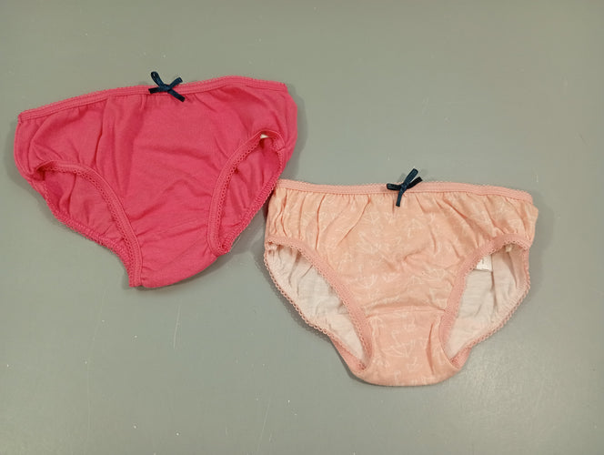 Lot de 2 culottes 1 rose noeud bleu marine/ 1 rose clair parapluies blancs  noeud bleu marine, moins cher chez Petit Kiwi