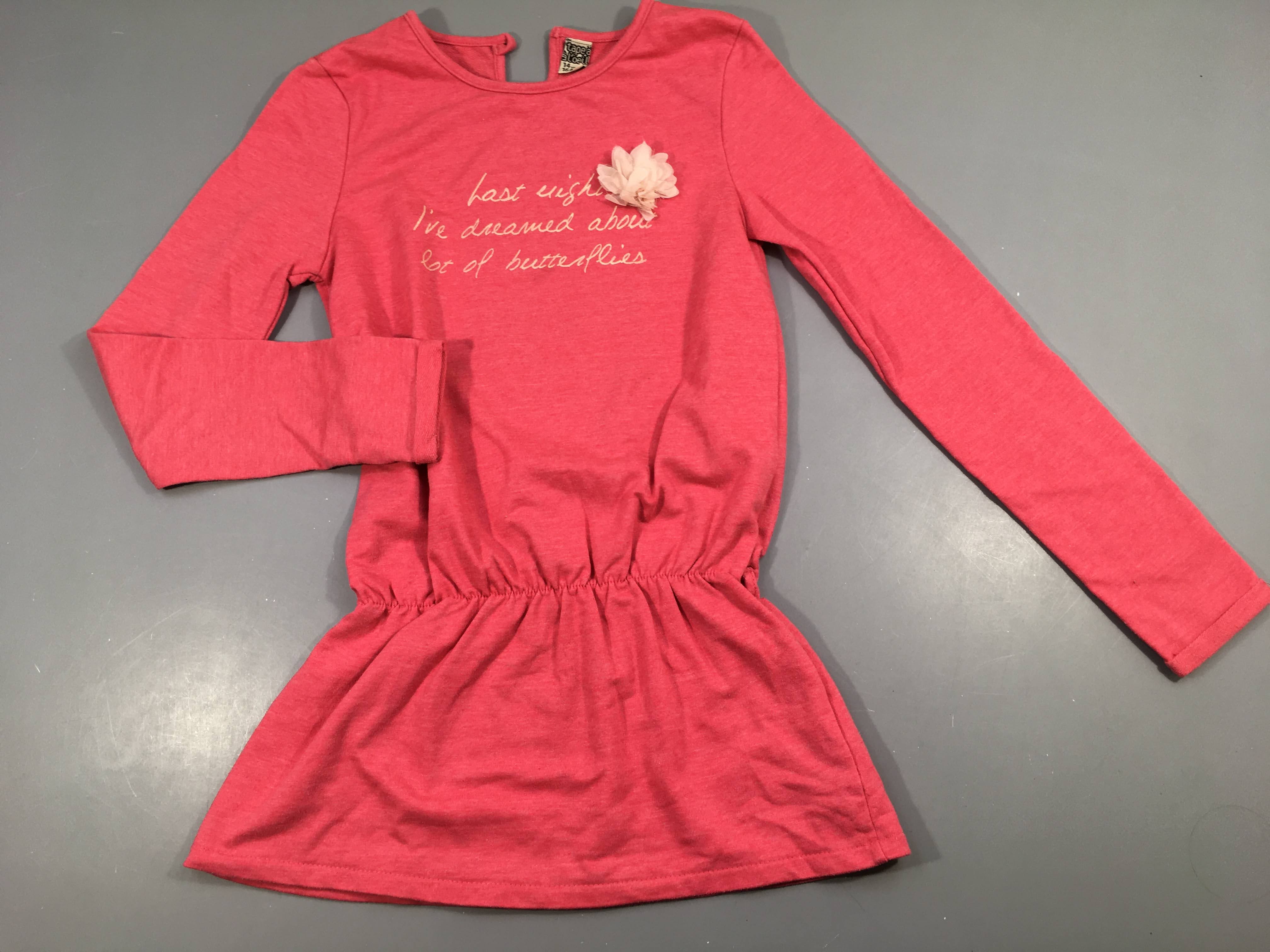 Tunique molleton rose chiné fleur tulle