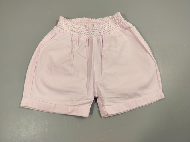Short rose clair à revers taille élastique 100% coton, moins cher chez Petit Kiwi