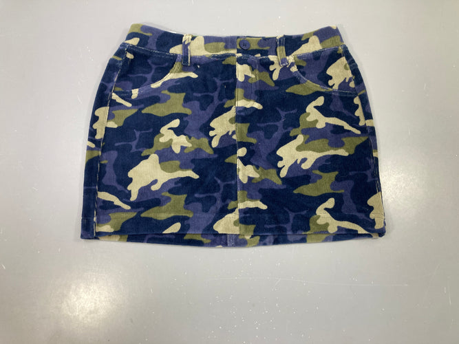 NEUF Jupe velours camouflage bleu marine kaki, moins cher chez Petit Kiwi