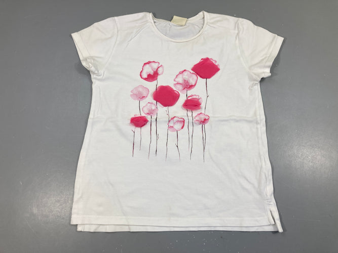 T-shirt m.c blanc fleurs tulle, moins cher chez Petit Kiwi