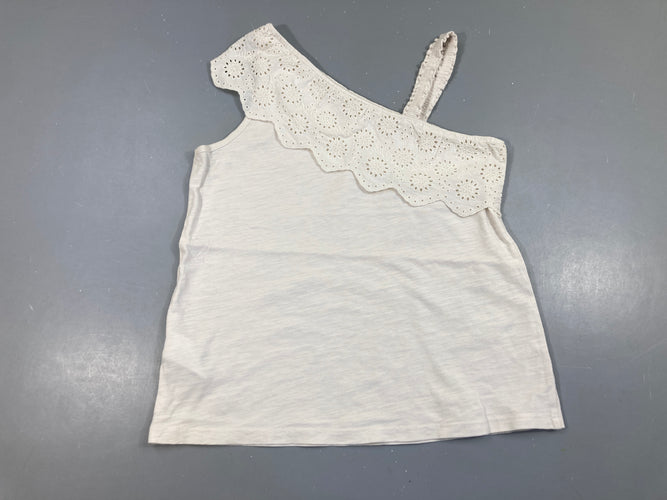Top jersey blanc flammé, broderies, moins cher chez Petit Kiwi