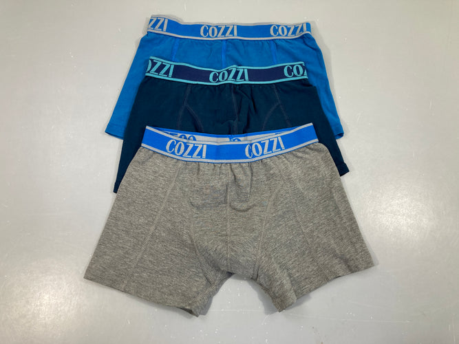 3 boxers gris chiné/bleu, moins cher chez Petit Kiwi