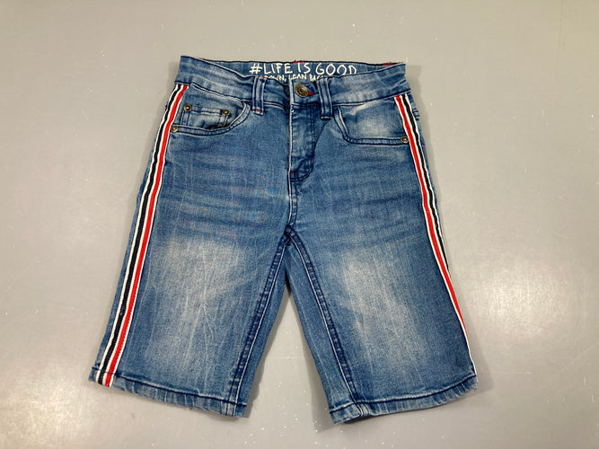 Bermuda jean liseret rouge, moins cher chez Petit Kiwi