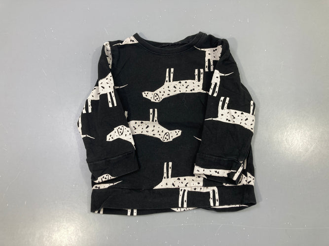 T-shirt m.l noir, imprimé chiens stylisés gris/blanc, moins cher chez Petit Kiwi