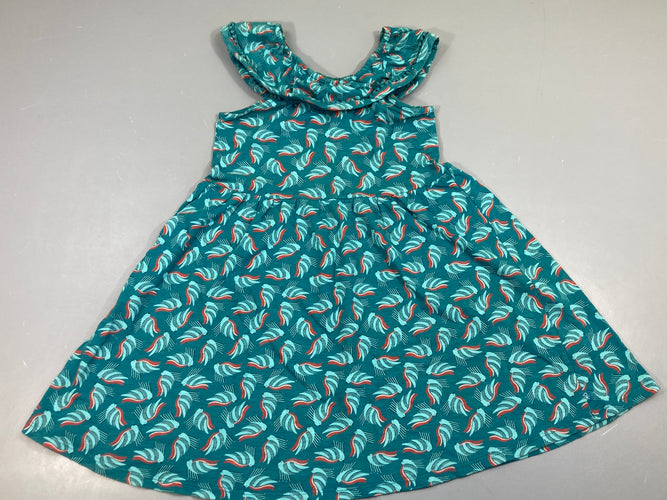 Robe s.m jersey bleu flammé oiseaux, moins cher chez Petit Kiwi