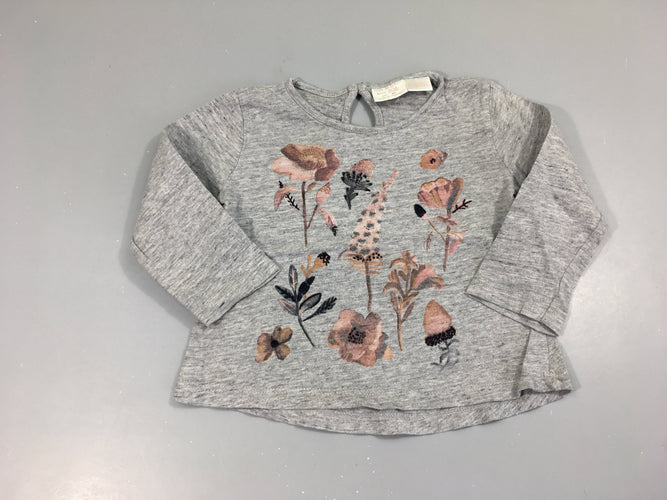 T-shirt m.l gris chiné fleurs, moins cher chez Petit Kiwi