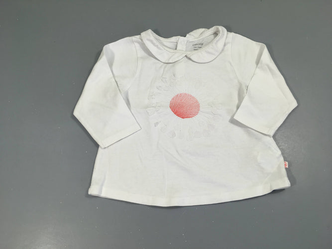 T-shirt m.l blanc fleurs, moins cher chez Petit Kiwi