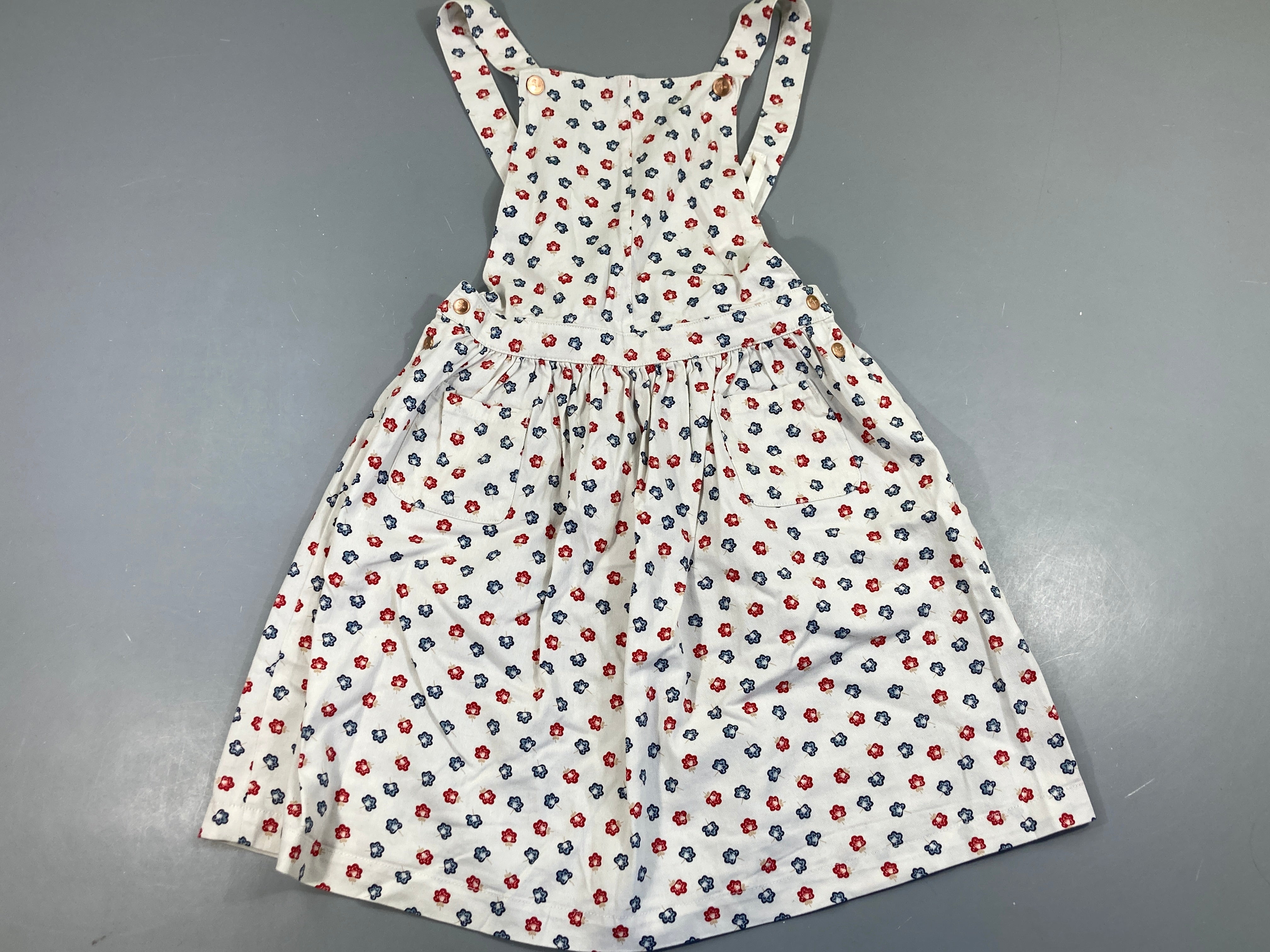 Robe Salopette toile blanche fleurs