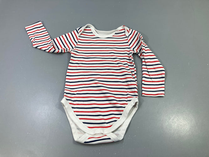 Body m.l blanc rayures rouge/marine, moins cher chez Petit Kiwi