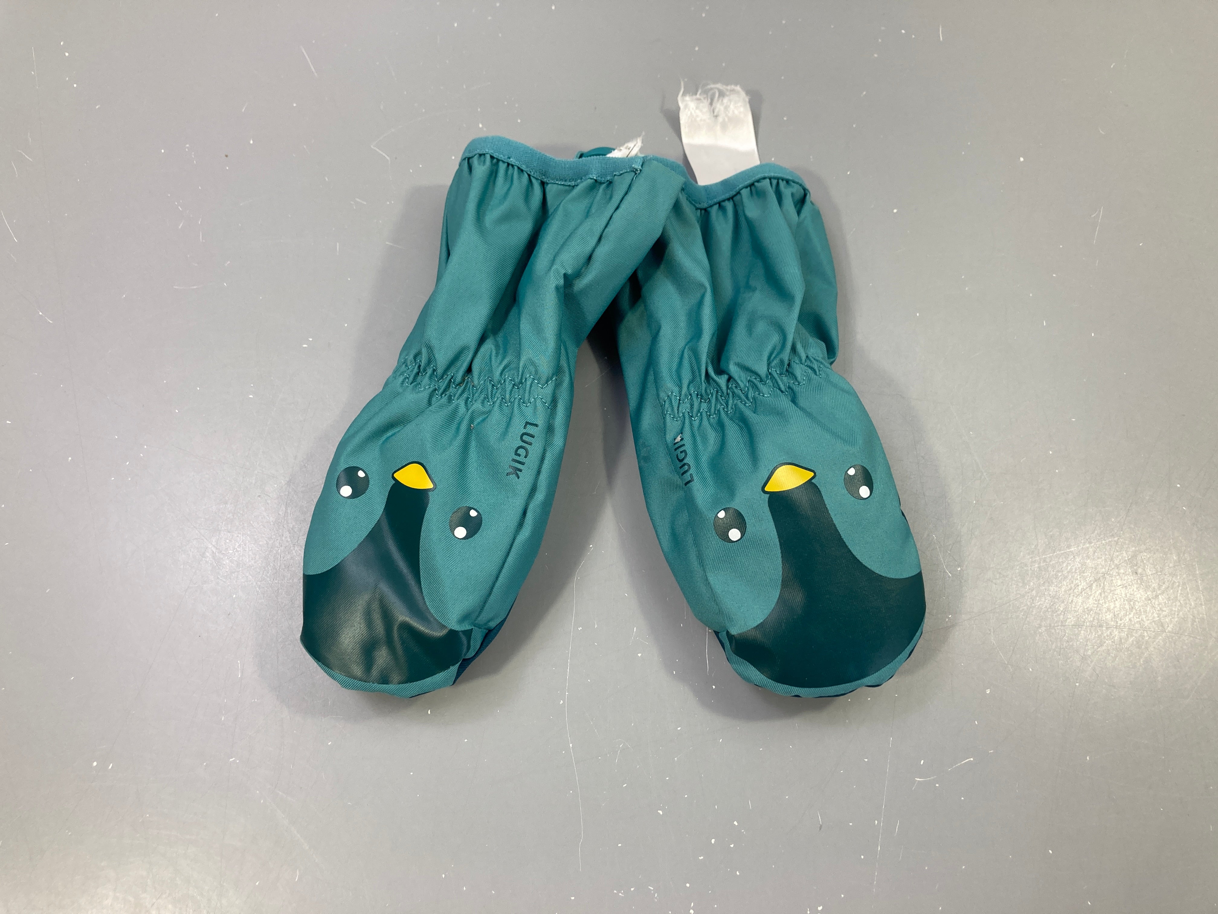 Moufles imperméables vert canard, imprimé pingouin, Lugik