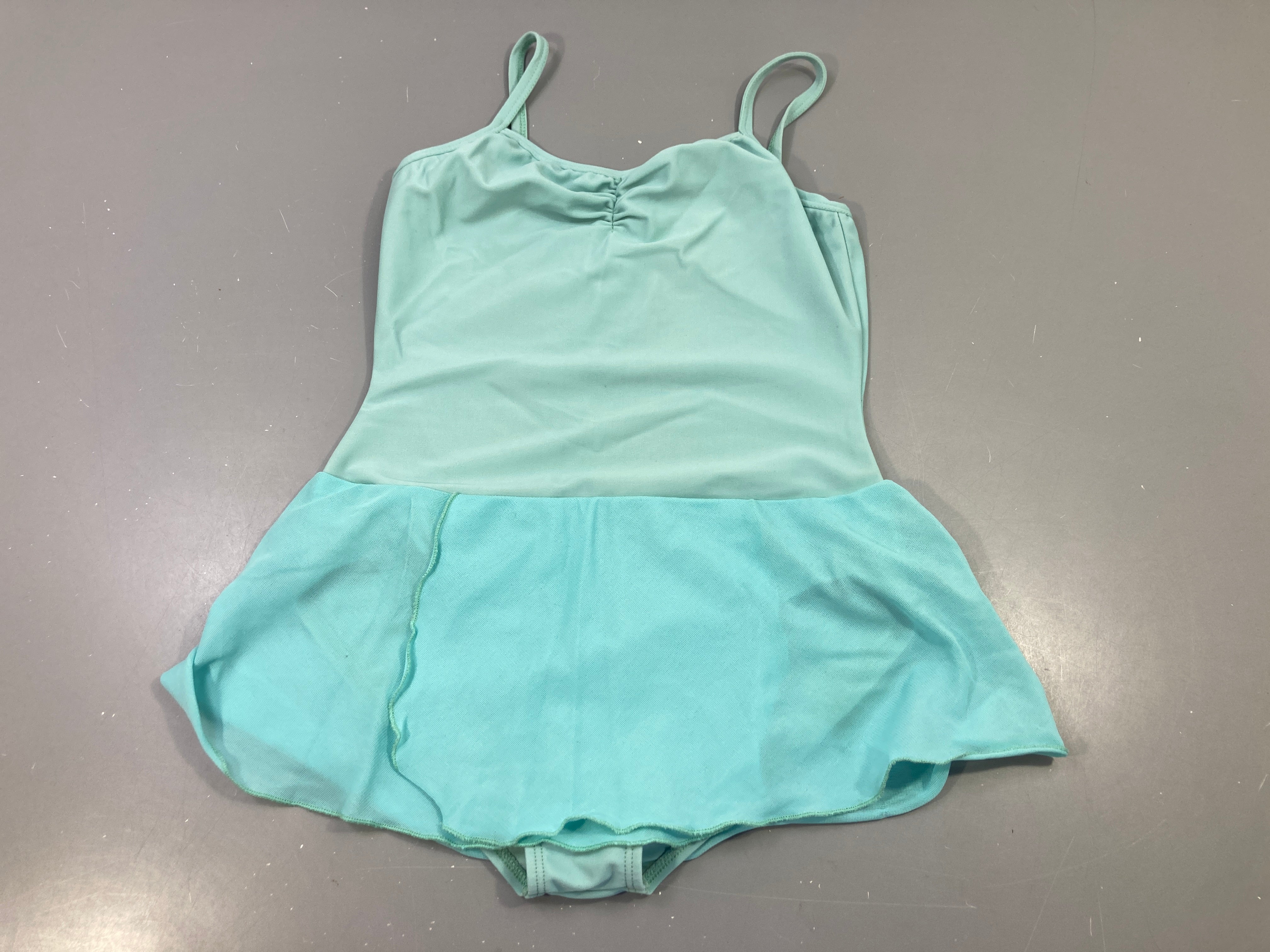Maillot de dance 1 pièce vert menthe, jupette