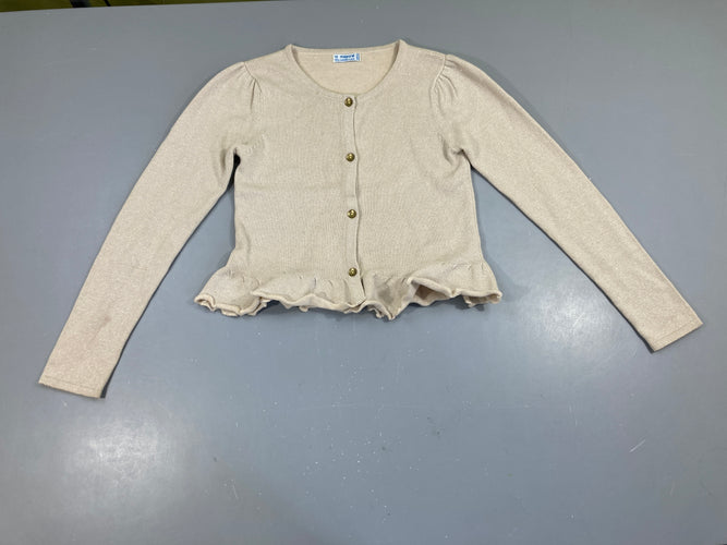 Gilet beige irisés volants bas Tache manche arrière et fil tiré, moins cher chez Petit Kiwi