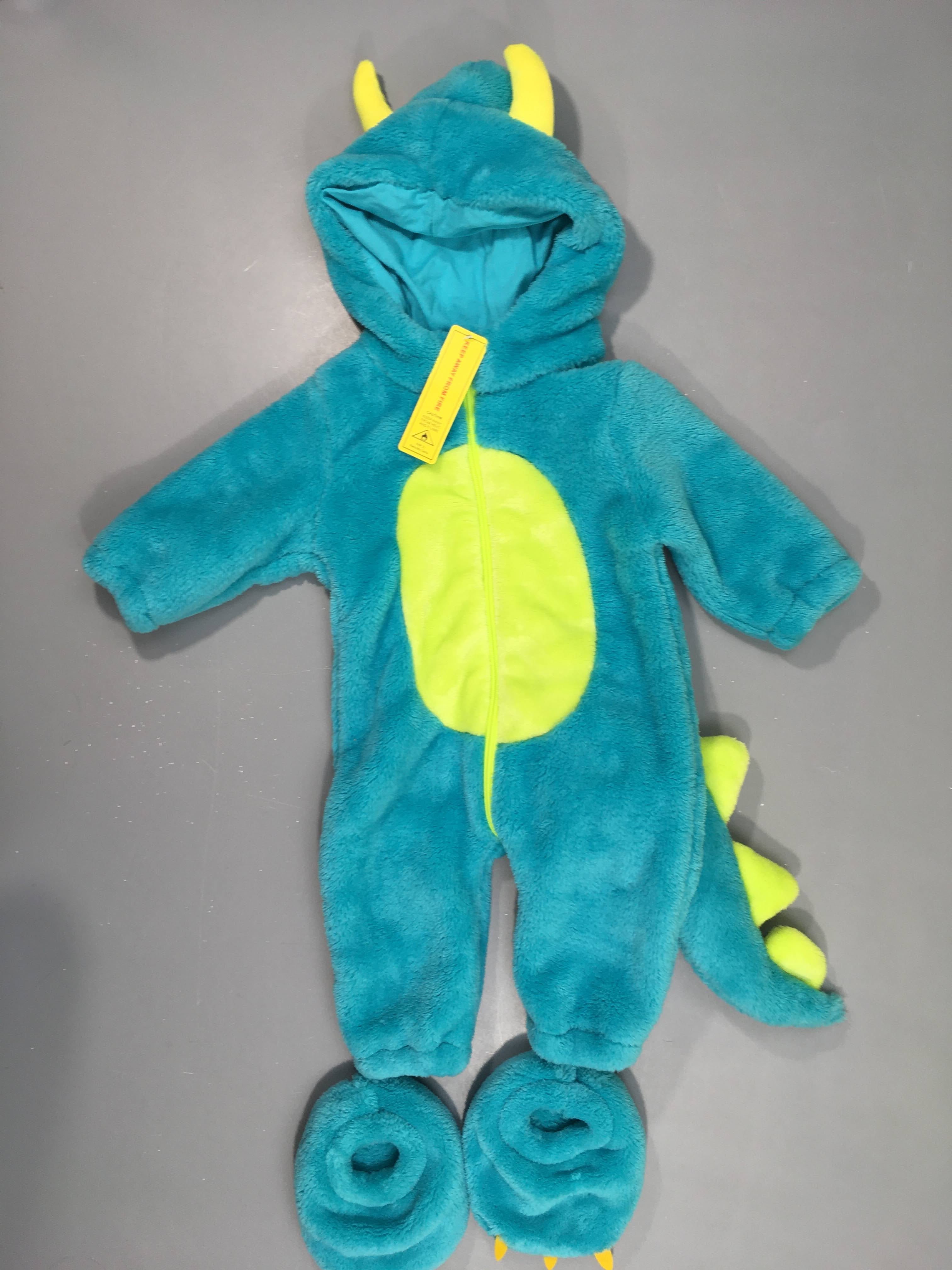 Déguisement NEUF combinaison velours monstre turquoise + chaussons