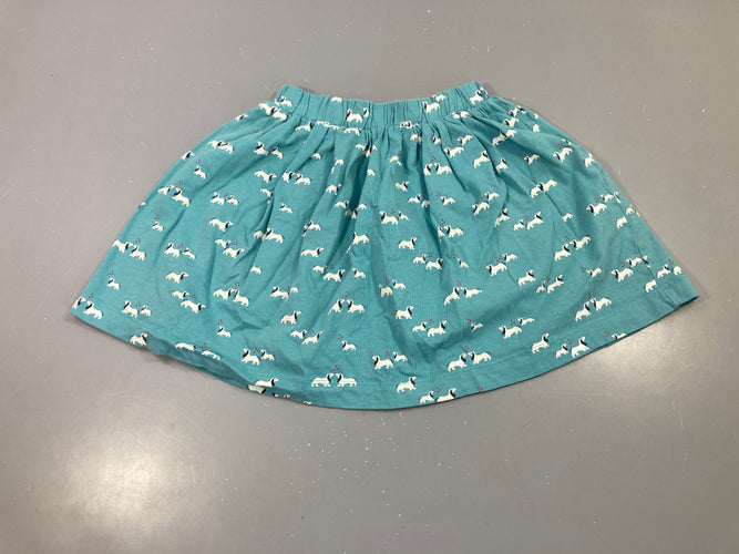 Jupe jersey bleue imprimé chiens coeurs, moins cher chez Petit Kiwi