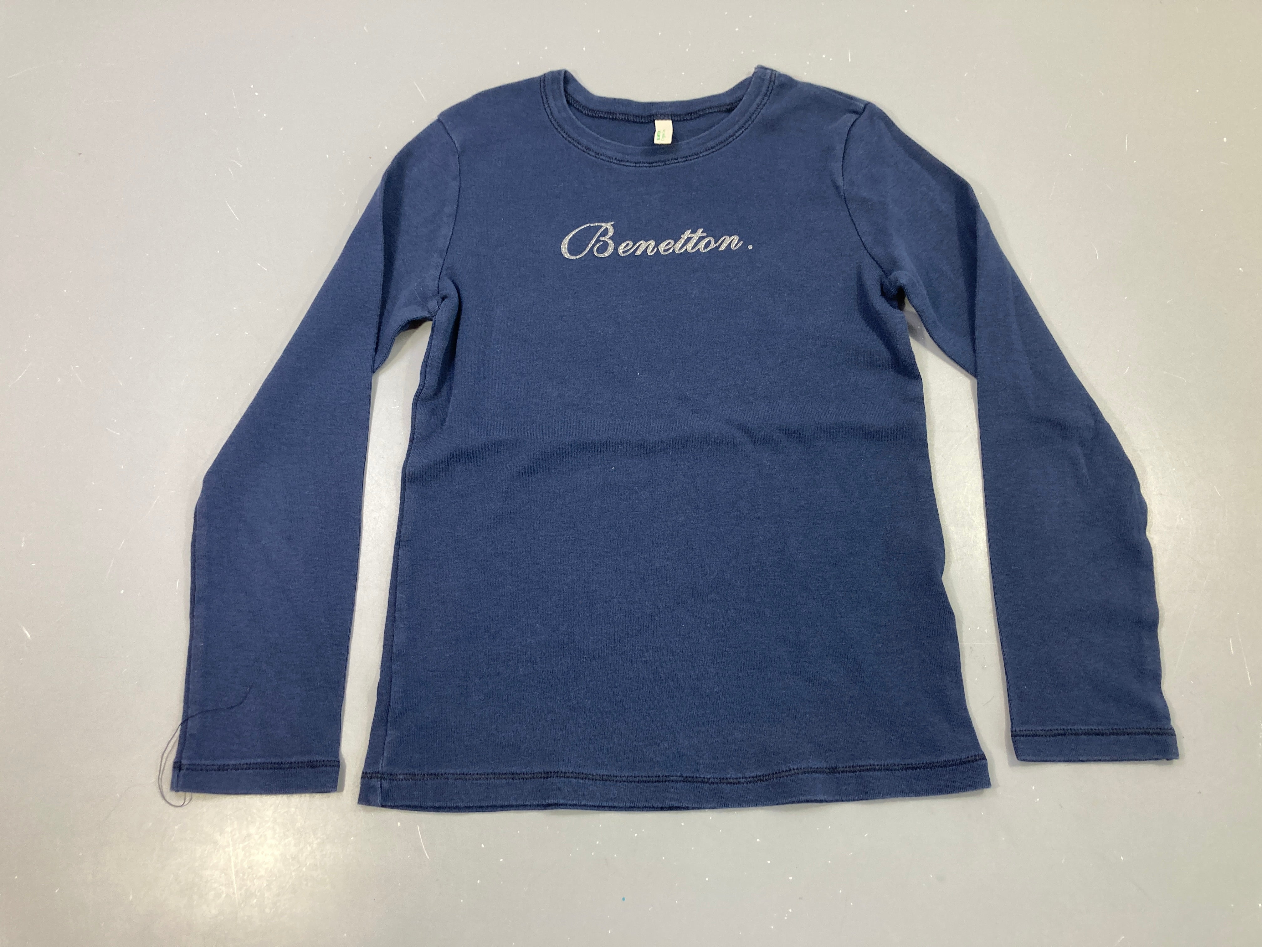 T-shirt m.l bleu marine, logo Benetton pailleté