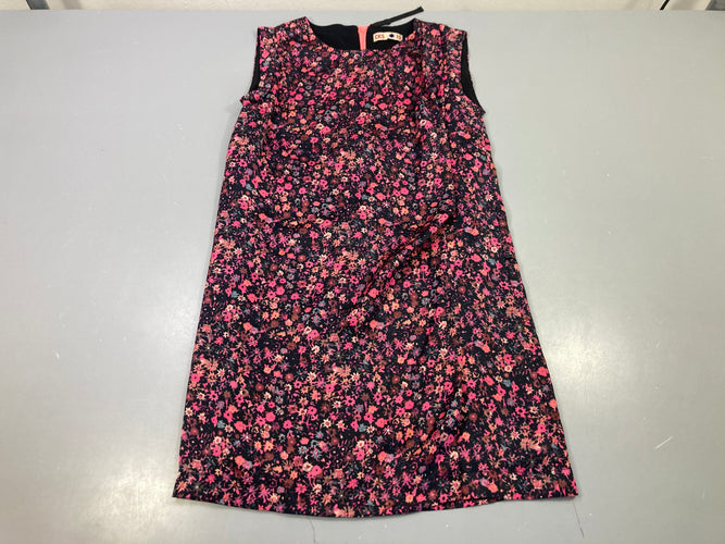 Robe s.m noir, fleurs roses/corail, moins cher chez Petit Kiwi