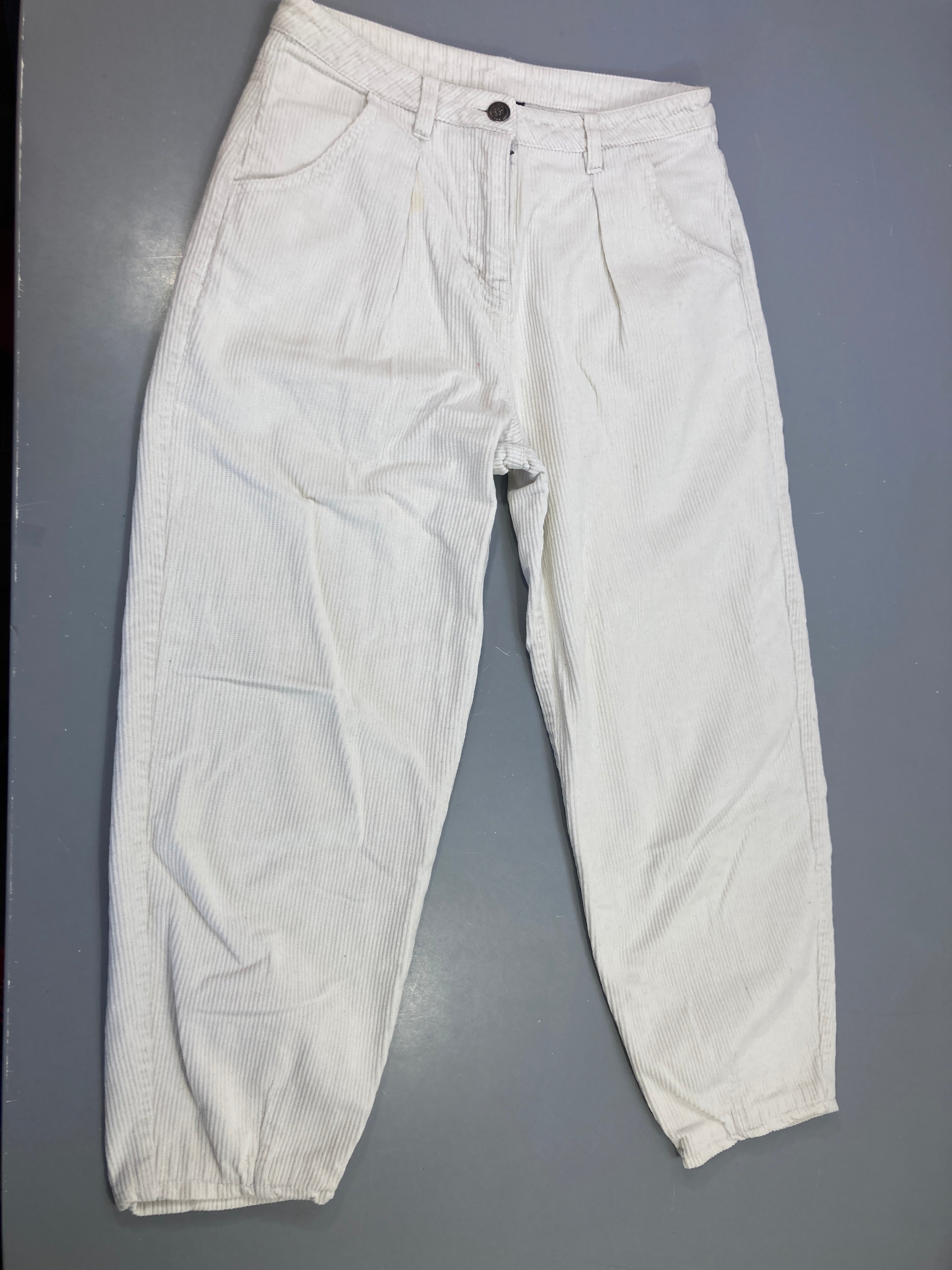 Pantalon Mom velours côtelé blanc/écru