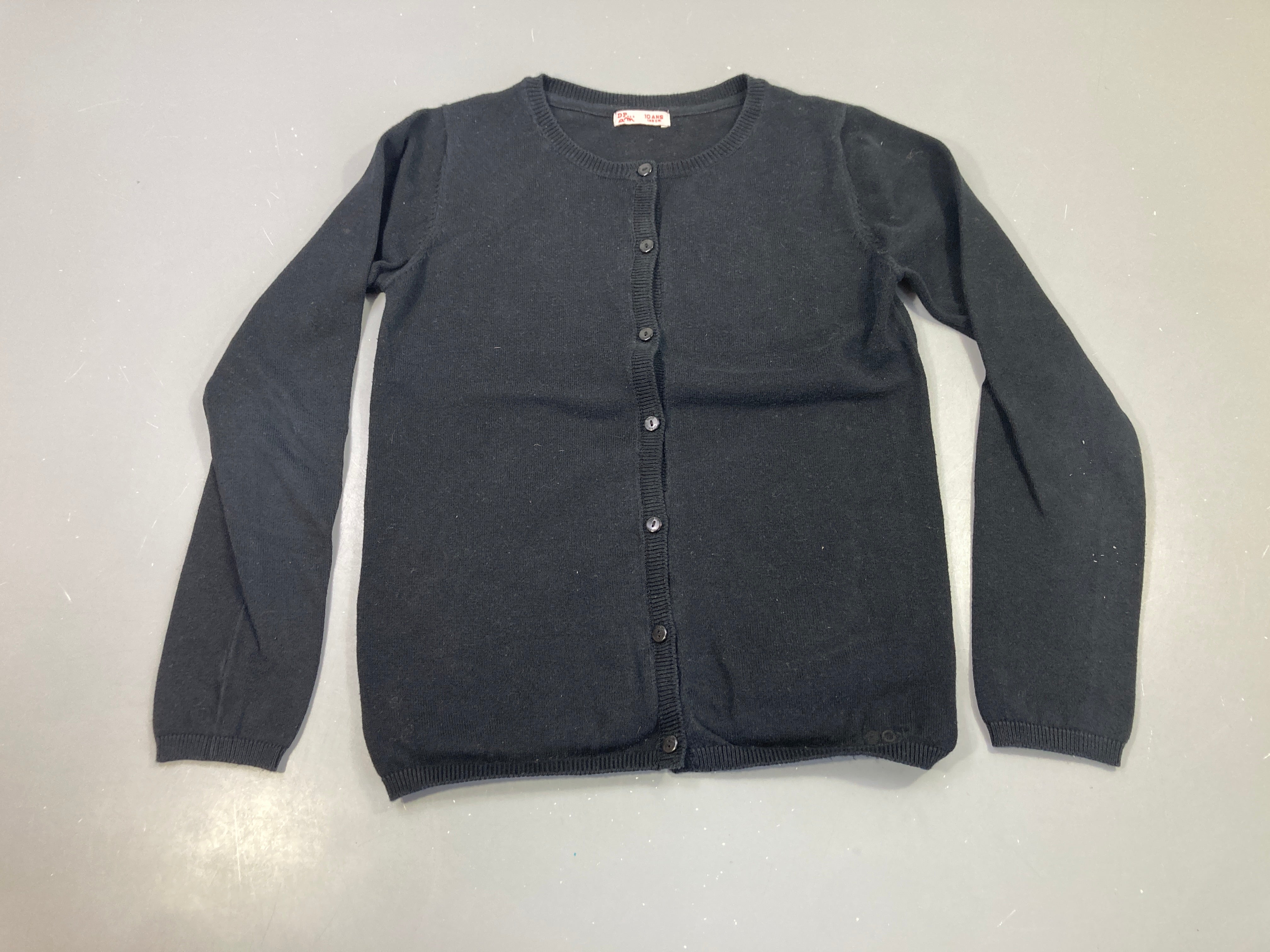 Gilet noir boutonné, col rond Bouloché