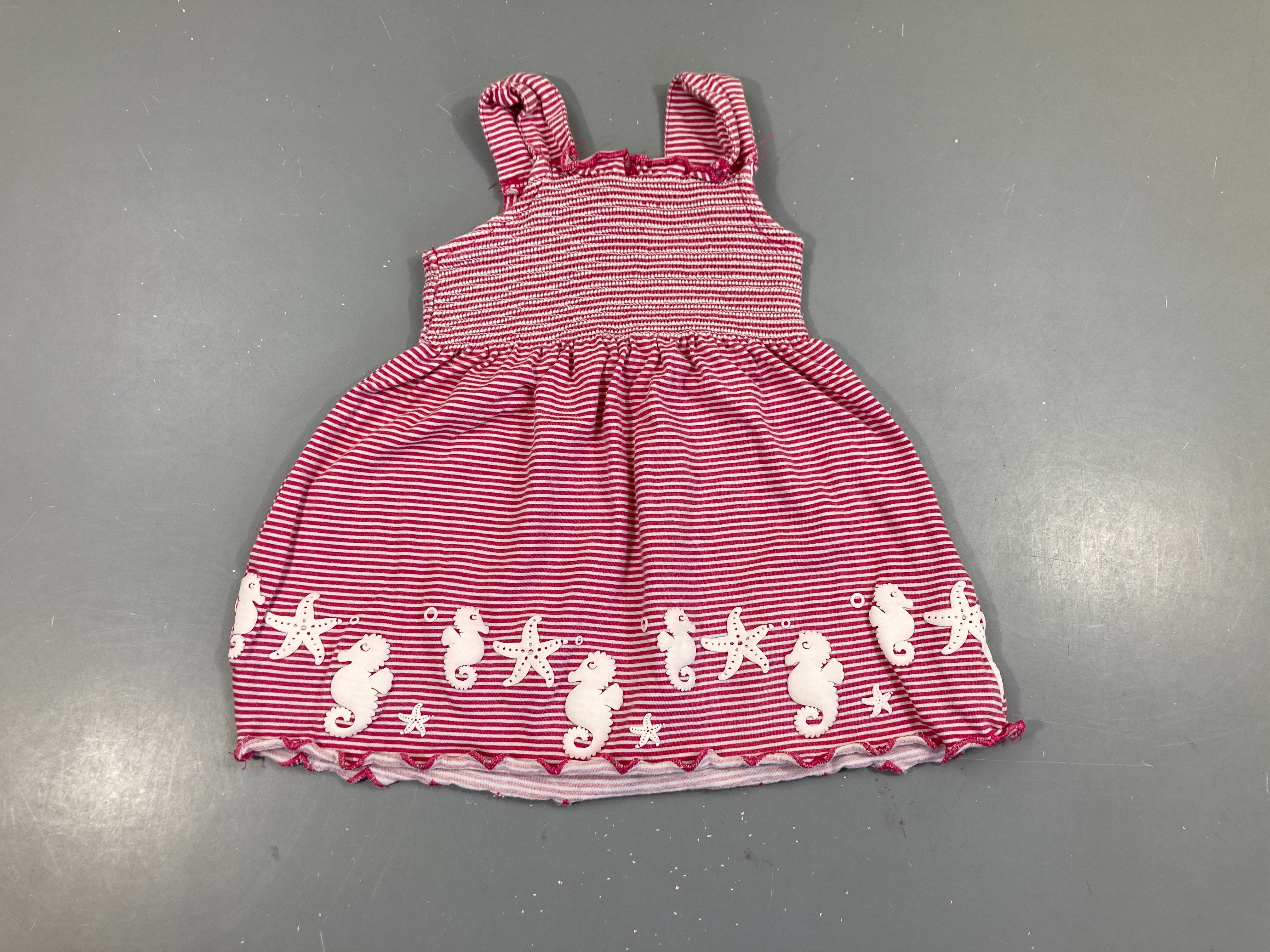 Blouse s.m rose rayé blanc s.moks  buste Hippocampes bas