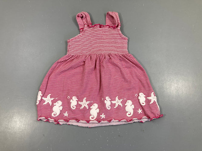 Blouse s.m rose rayé blanc s.moks  buste Hippocampes bas, moins cher chez Petit Kiwi