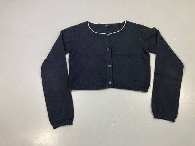 Gilet court noir, liseré pailleté au col, boutons, moins cher chez Petit Kiwi