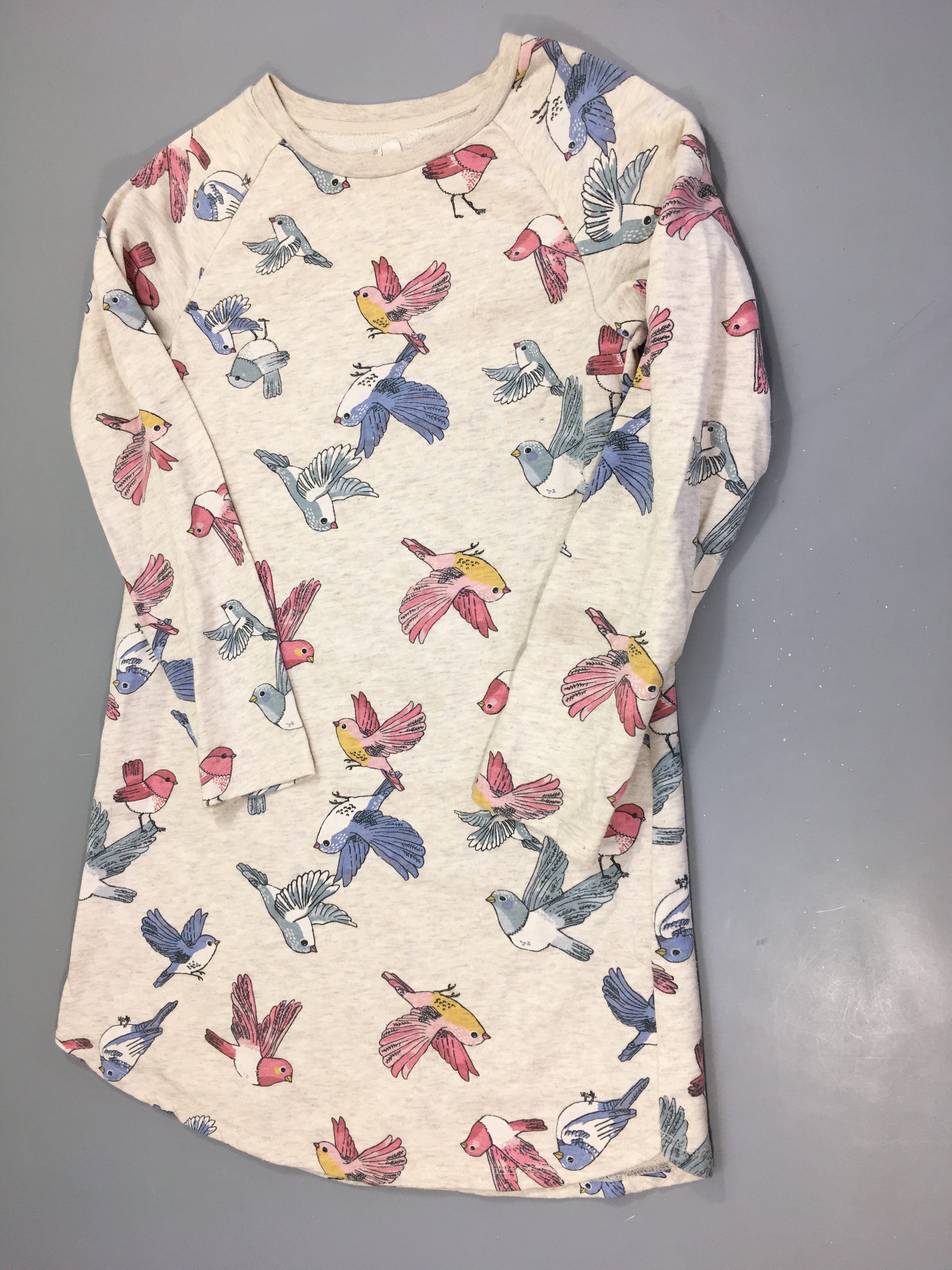 Robe pull ml molleton greige chiné oiseaux-Petite tache avant