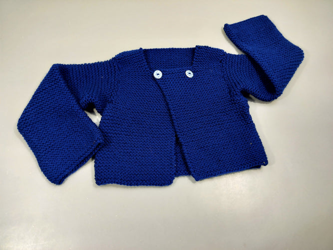 Gilet court en tricot bleu , pas de taille indiquée, estimée  5a, moins cher chez Petit Kiwi