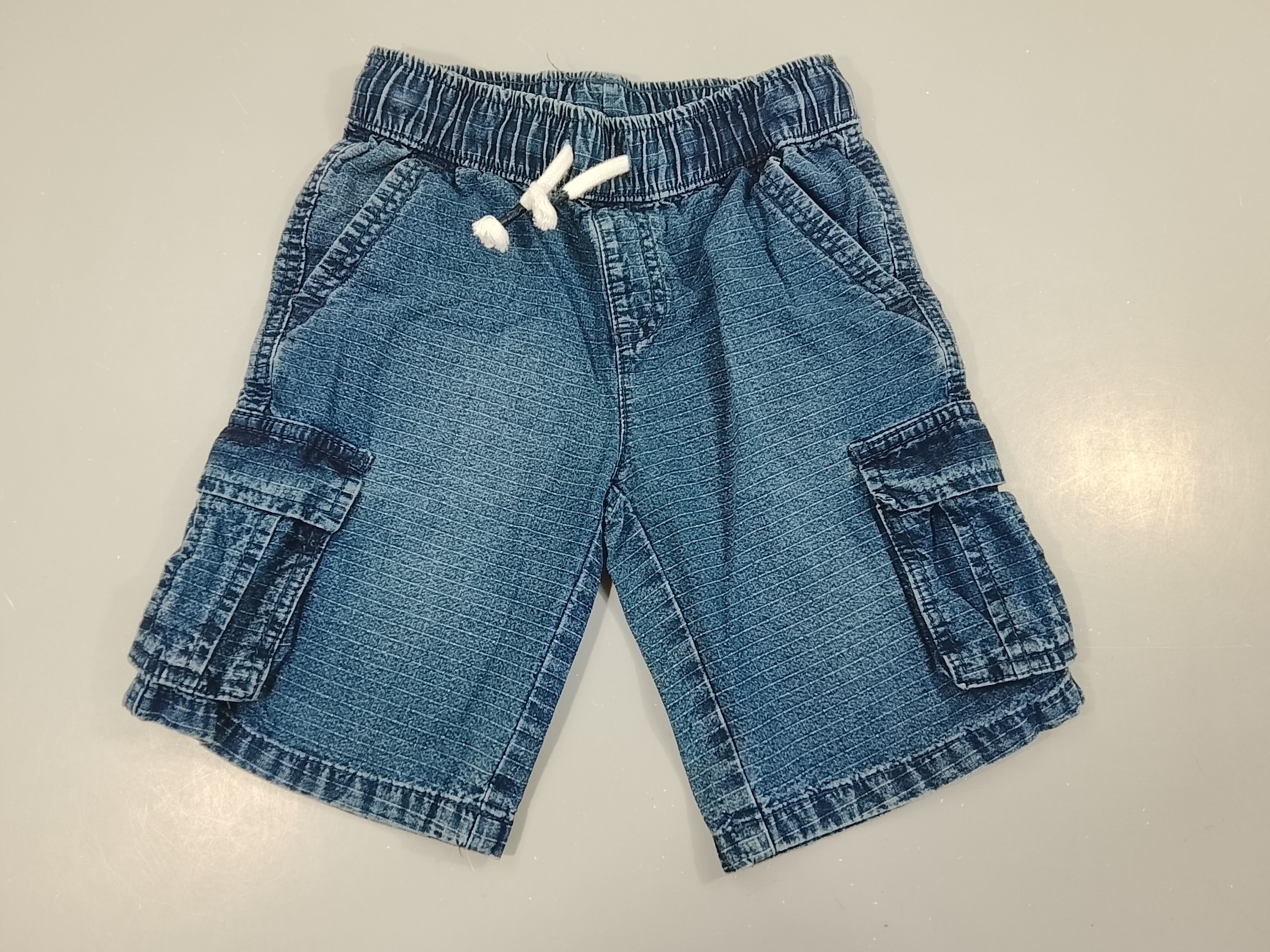 Bermuda denim rayures texturées, poches latéralles