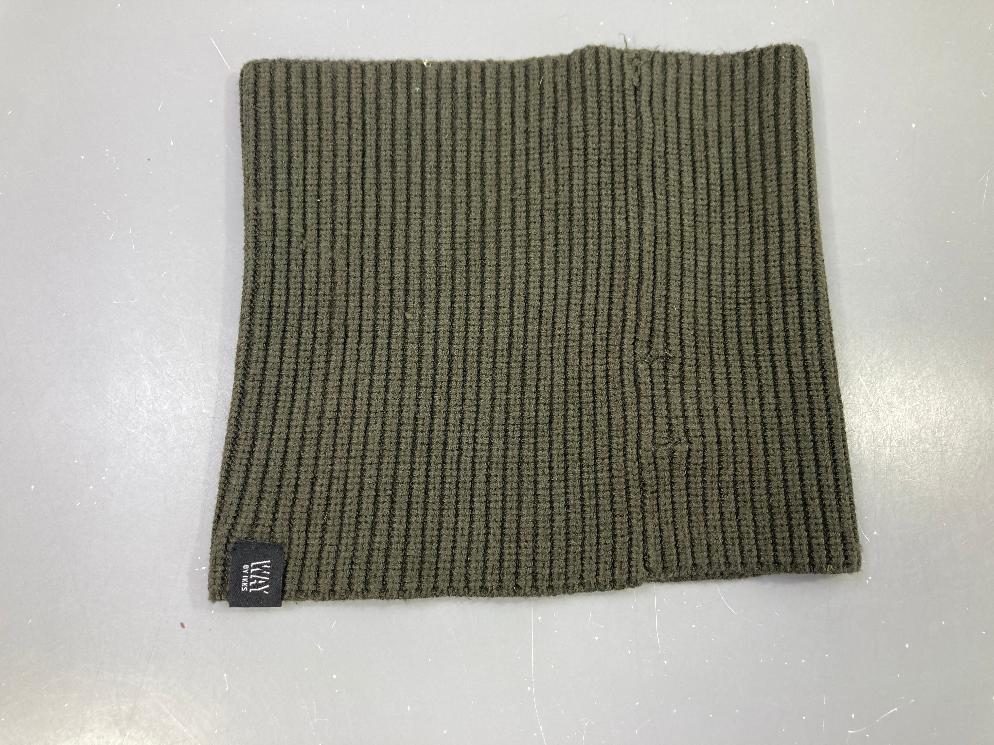 Snood tricot côtelé kaki, étiquette Way by IKKS