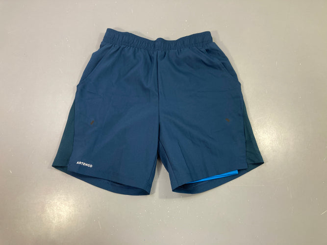 Short bleu marine, empiècements filet côtés, Artengo, moins cher chez Petit Kiwi