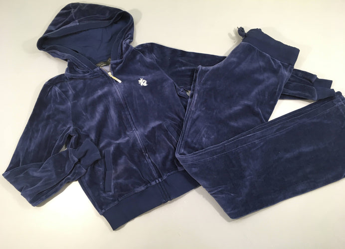 Ensemble velours bleu foncé, sweat et pantalon, moins cher chez Petit Kiwi